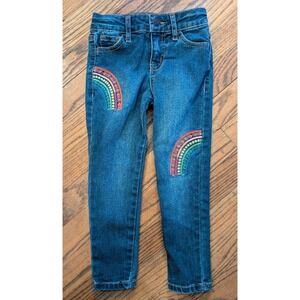 Cat +Jack Girl's Denim Jeans Jeggings Ultimate Stretch Size 4 Rainbow Embroidery